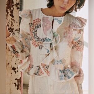 Sézane Axel blouse jacket X SEA NY Patchwork FR34 US2/XS
